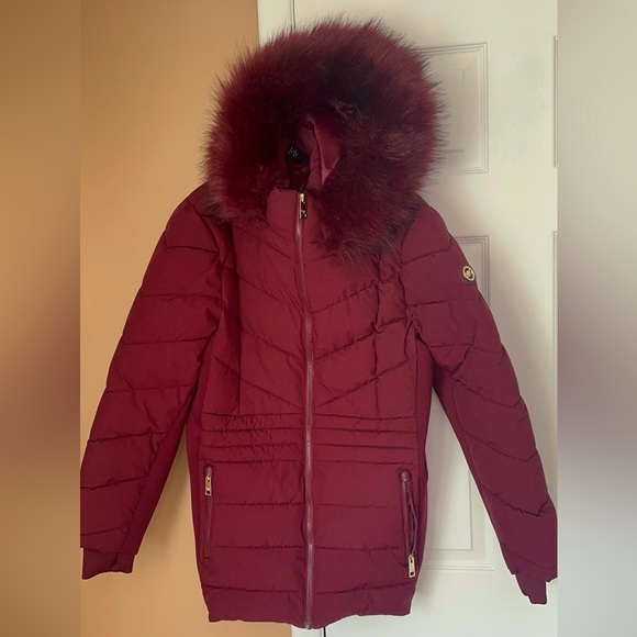 NWOT Women's Michael Kors Faux-Fur-Trim Hooded Puffer Coat, XL - Picture 3 of 5